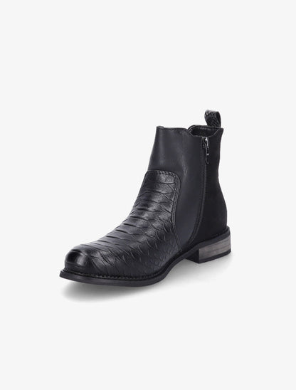Bottines élastiquées effet python - Noir - 3