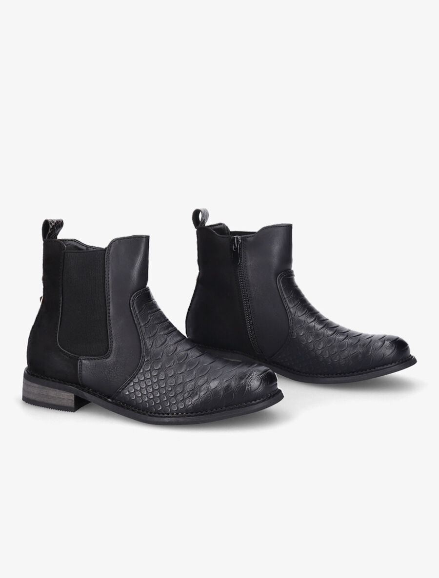 Bottines élastiquées effet python - Noir - 4