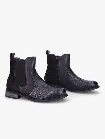 Bottines élastiquées effet python - Noir - 4