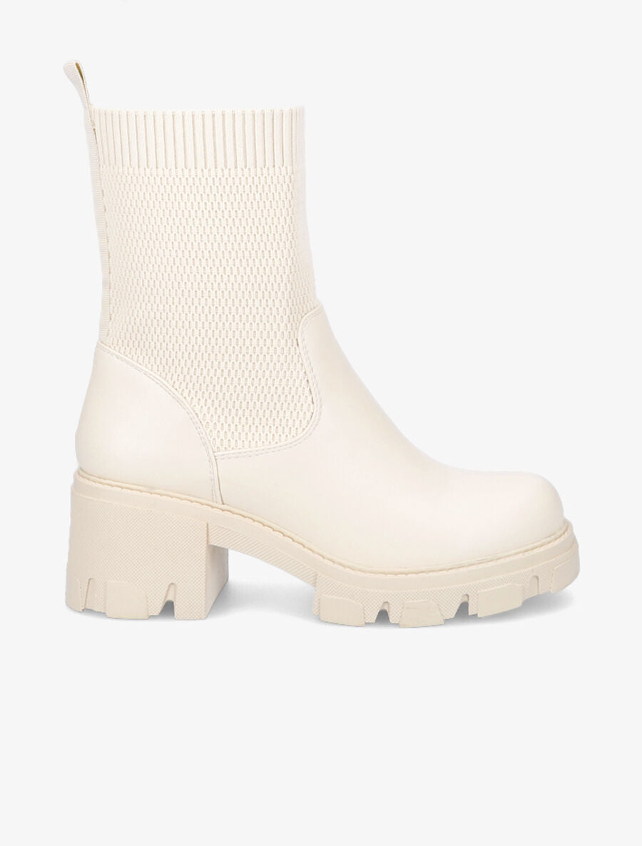 Boots montantes bi-matière - Beige - 5