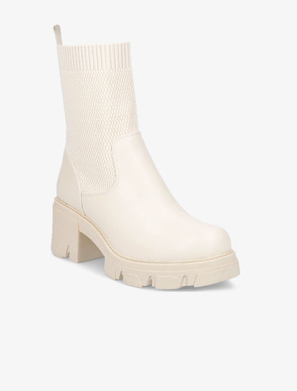 Boots montantes bi-matière - Beige - 2