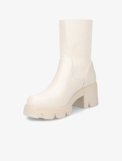 Boots montantes bi-matière - Beige - 3