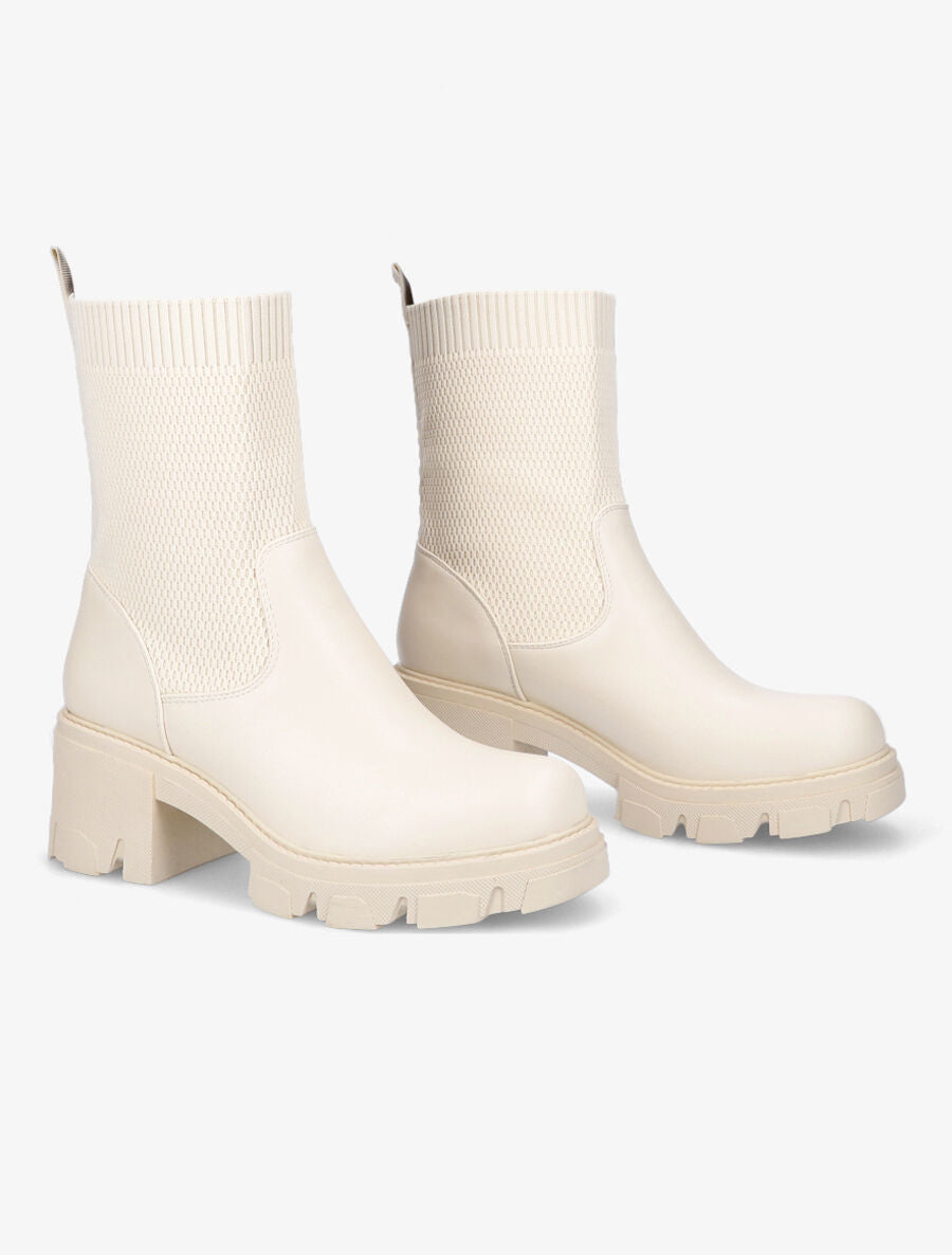 Boots montantes bi-matière - Beige - 4