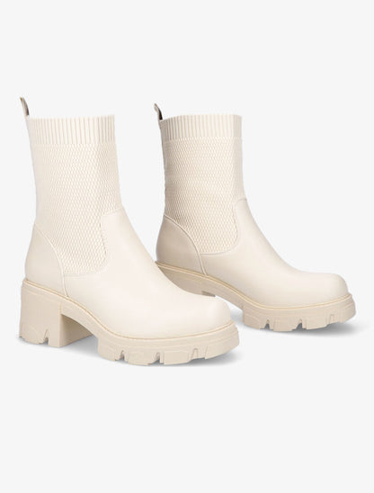 Boots montantes bi-matière - Beige - 4