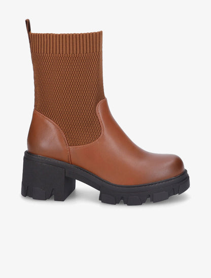 Boots montantes bi-matière - Camel - 5