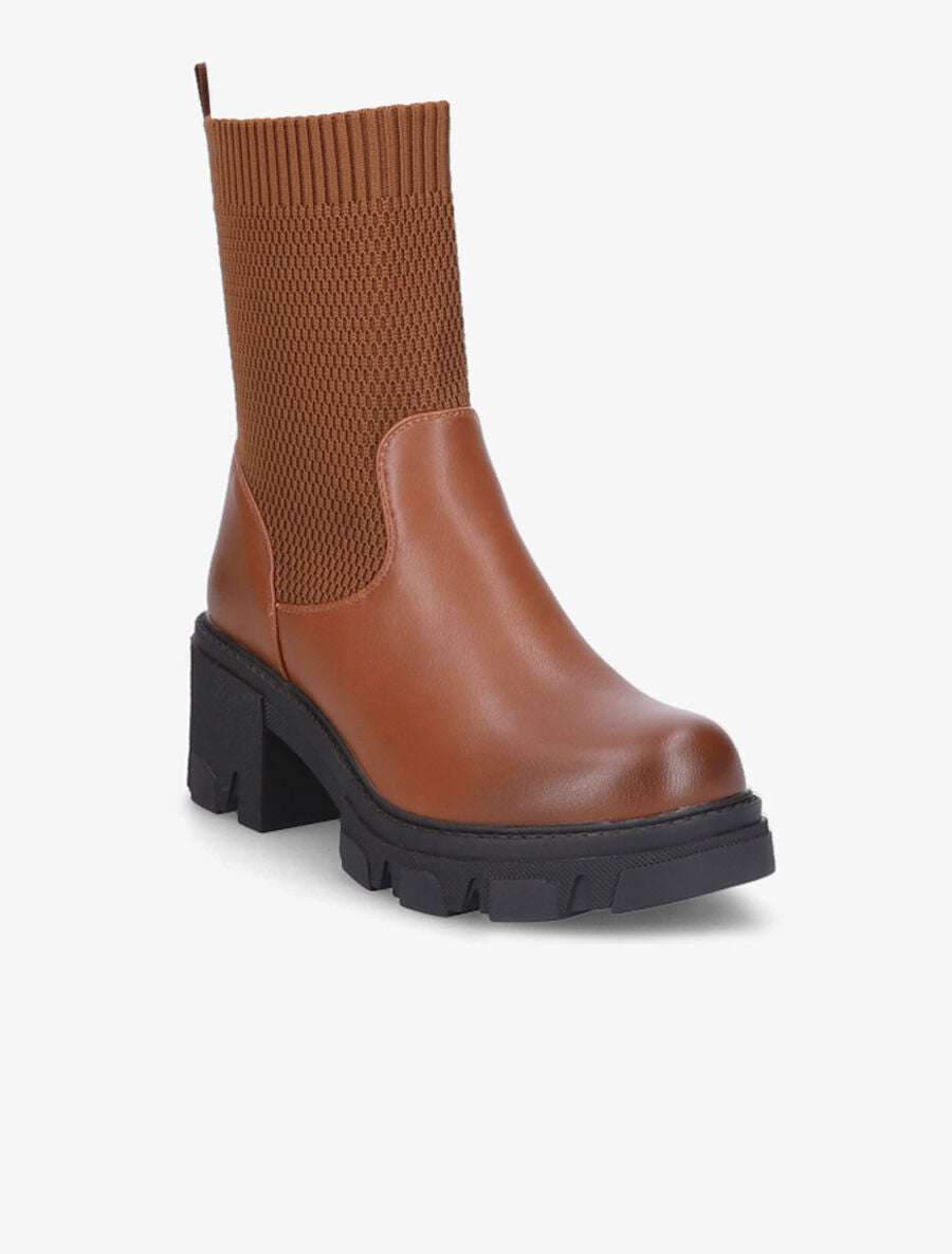 Boots montantes bi-matière - Camel - 2