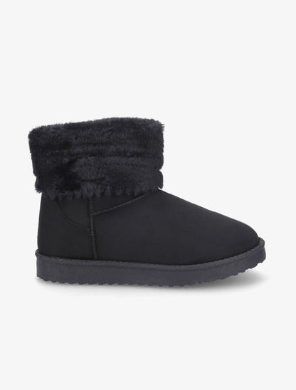 Bottines en suédine et fourrure - Noir - 1