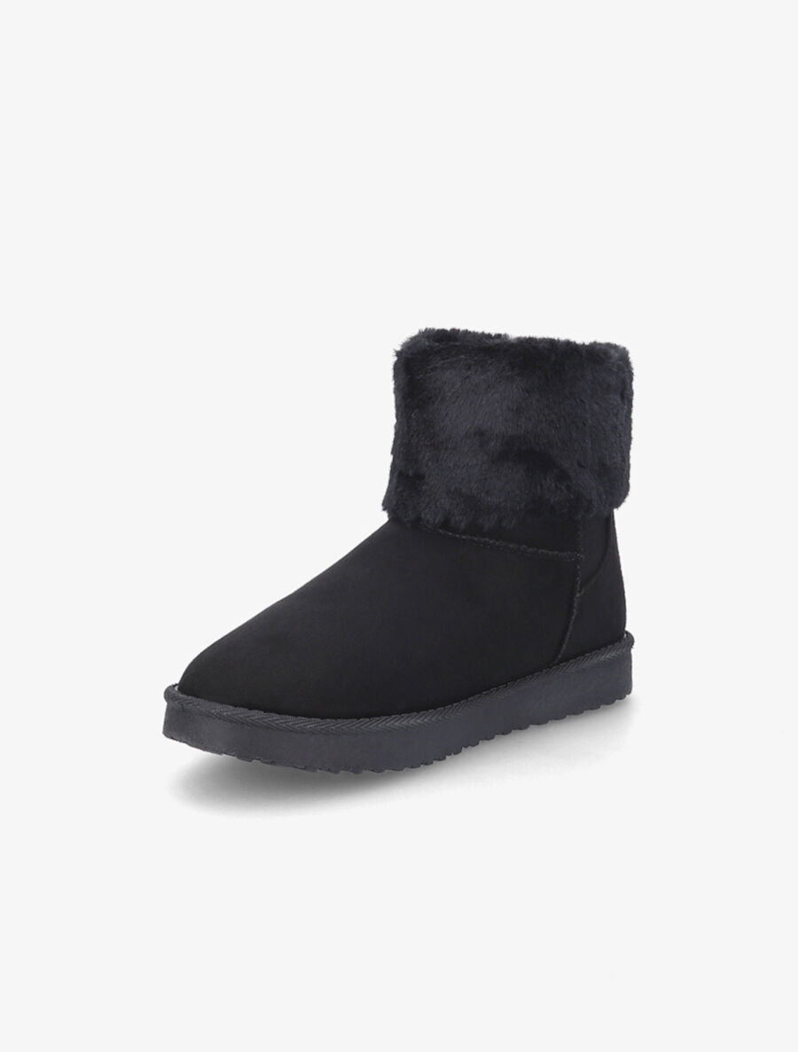 Bottines en suédine et fourrure - Noir - 3