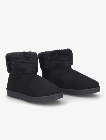 Bottines en suédine et fourrure - Noir - 4