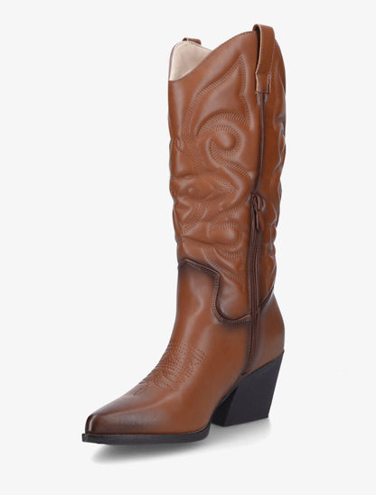 Bottes à talons style santiags - Camel - 3