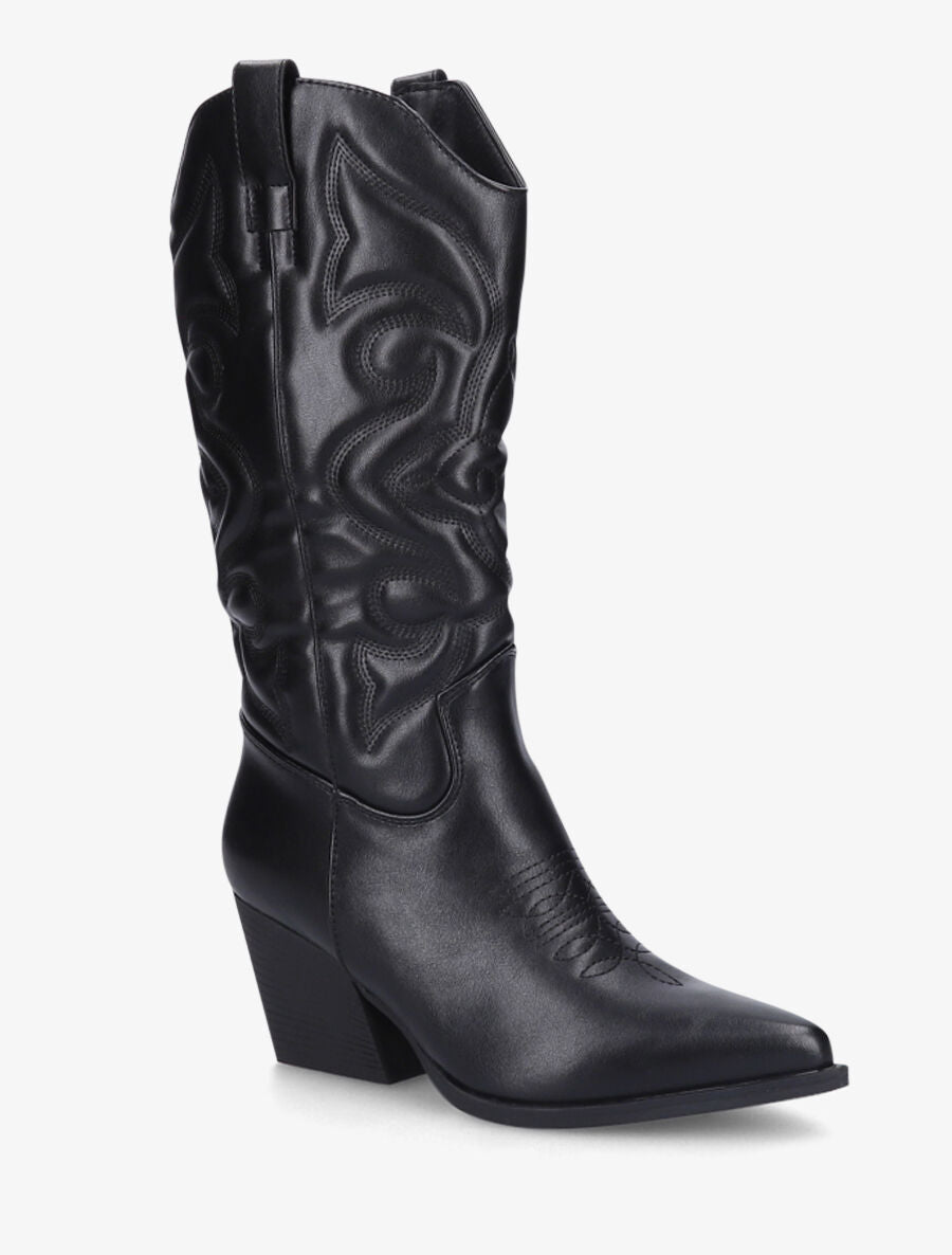 Bottes à talons style santiags - Noir - 2
