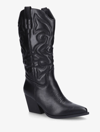 Bottes à talons style santiags - Noir - 2