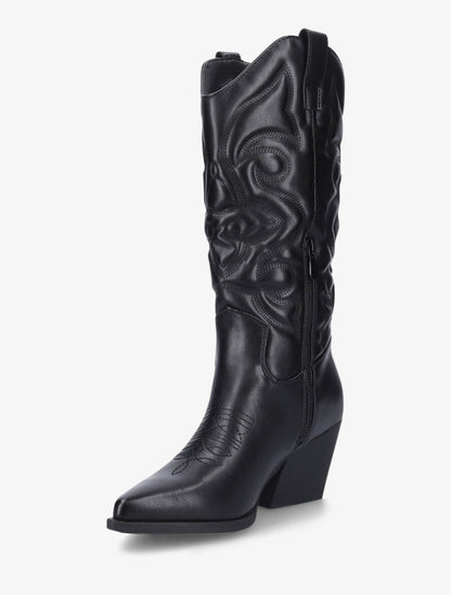 Bottes à talons style santiags - Noir - 3