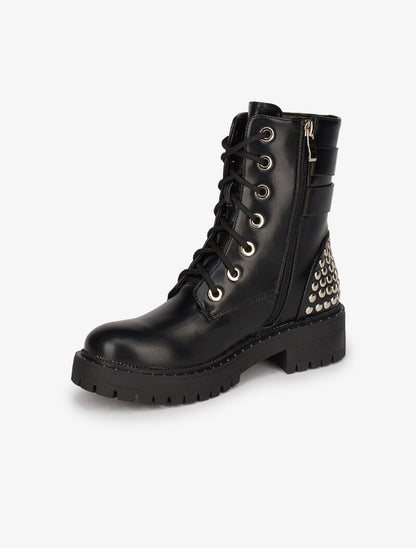 Boots cloutées à double sangles - Noir - 4