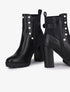 Bottines à talon ornées de perles et clous - Noir - 1