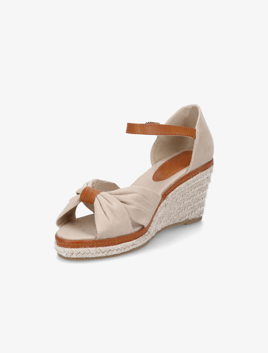 Compensées en tissu à semelle raphia - Beige - 3