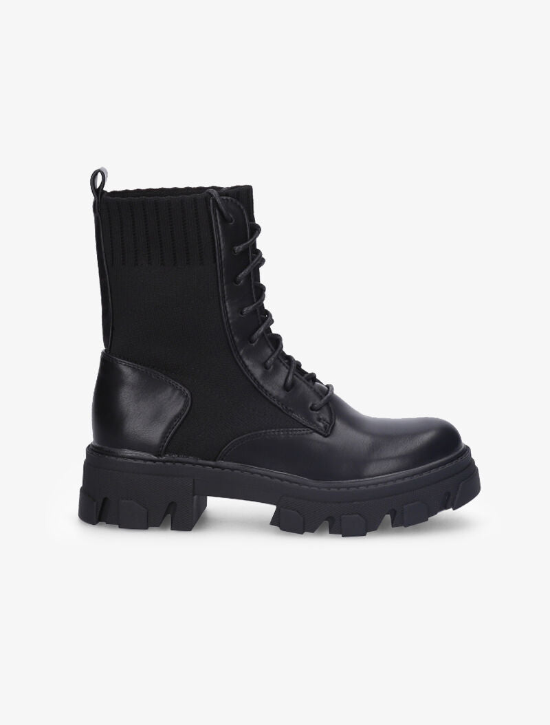 Bottines bi-matière à lacets - Noir - 2