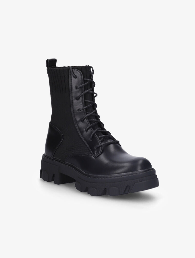 Bottines bi-matière à lacets - Noir - 3
