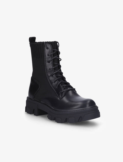Bottines bi-matière à lacets - Noir - 3
