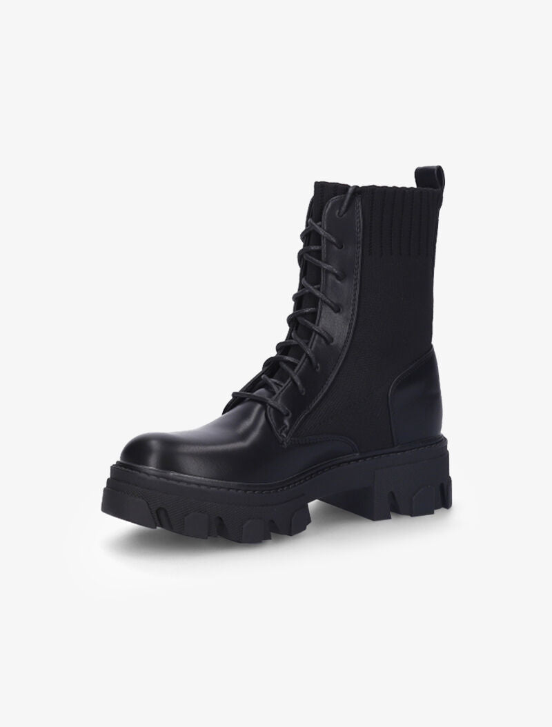 Bottines bi-matière à lacets - Noir - 4