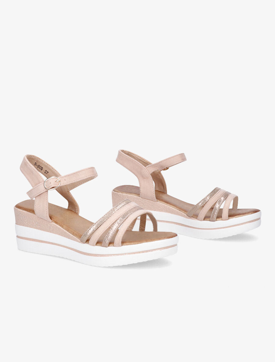 Sandales compensées à semelle irisées - Rose gold - 4