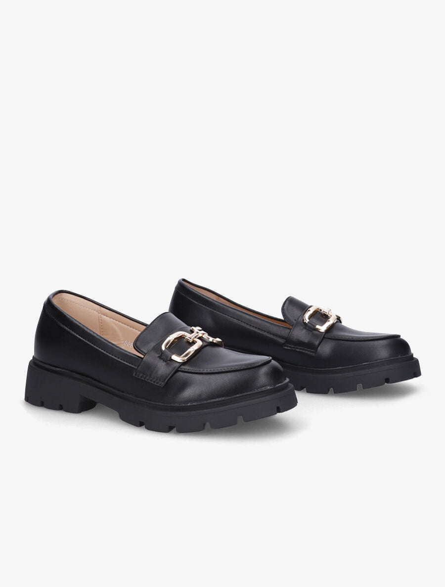 Mocassins en simili semelle chunky - Noir - 4