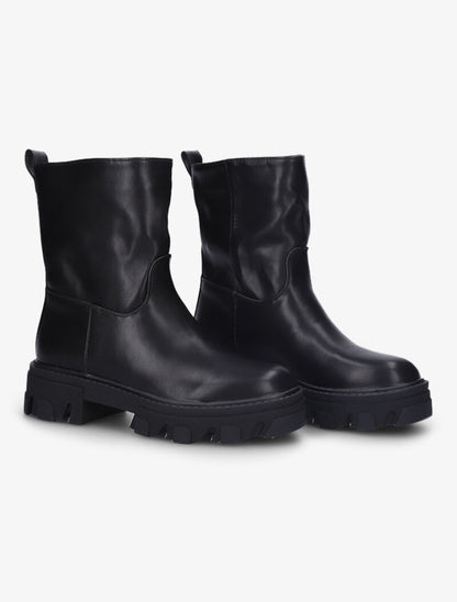 Bottines unies en simili - Noir - 1