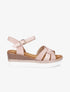 Sandales en simili talon compensé tressé - Rose - 1