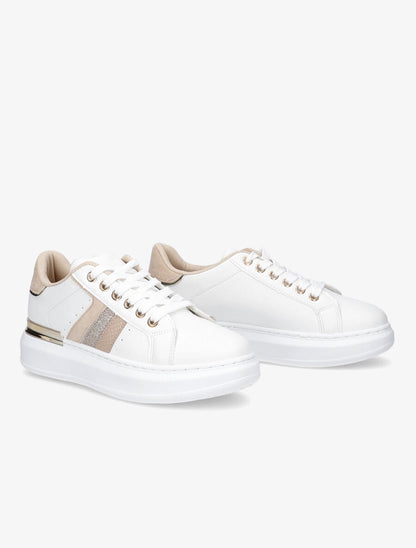 Tennis en simili à semelle épaisse - Beige - 4