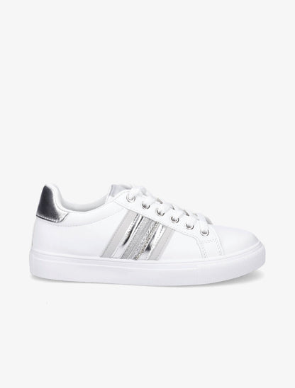 Sneakers en simili à contrefort contrastant - Argent - 1