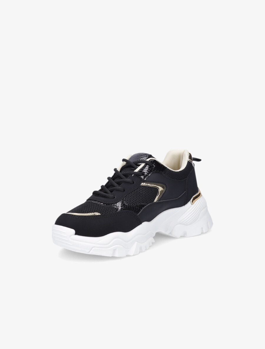 Sneakers à contrefort contrastant et détail métallique - Noir - 3
