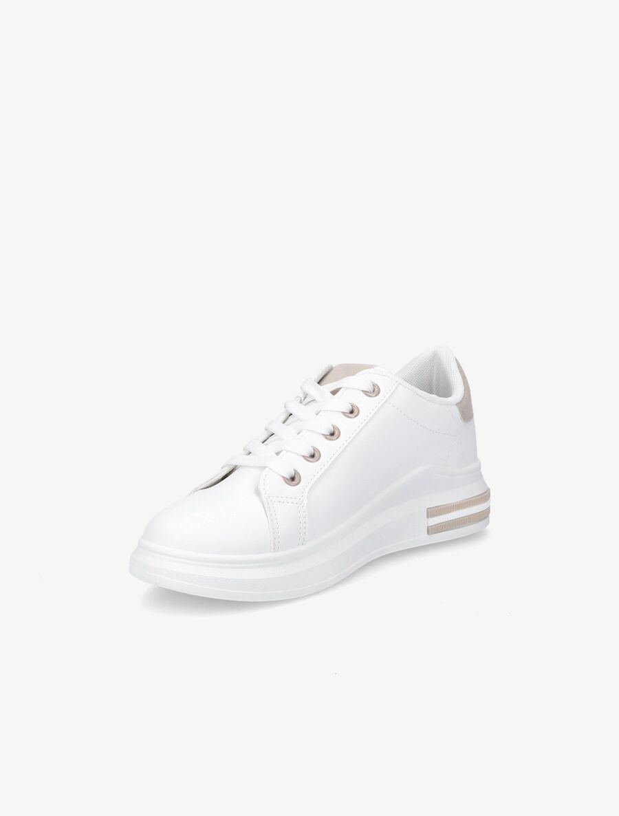 Baskets classiques en simili - Blanc/beige - 3