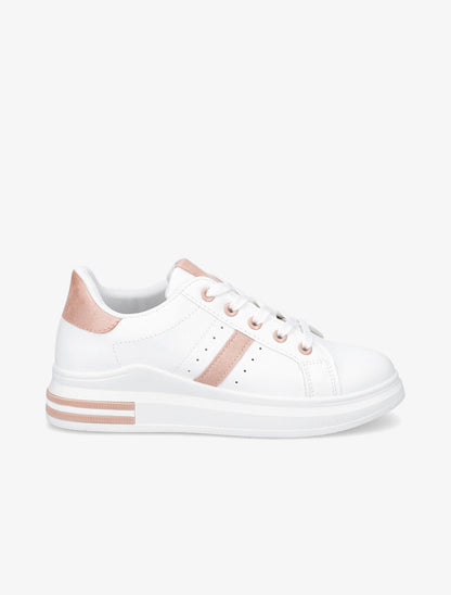 Baskets classiques en simili - Blanc/rose - 5