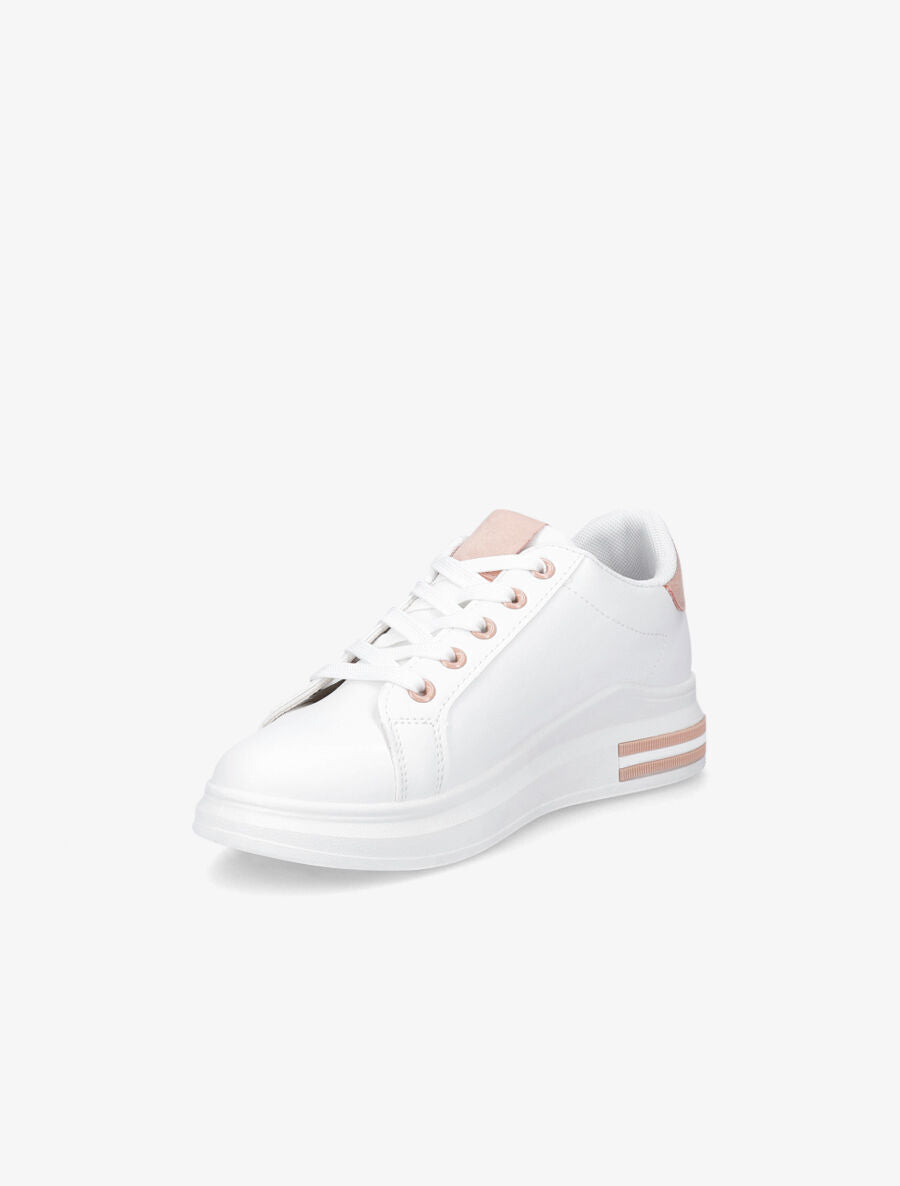 Baskets classiques en simili - Blanc/rose - 3