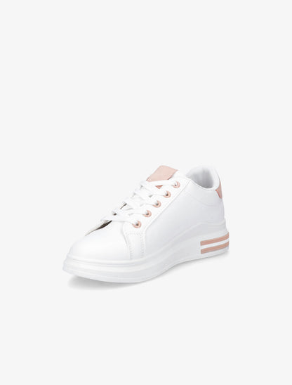Baskets classiques en simili - Blanc/rose - 3