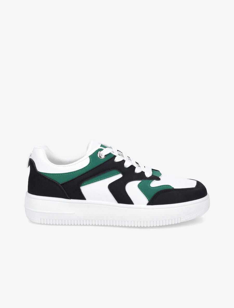 Sneakers bicolore en simili - Noir - 5