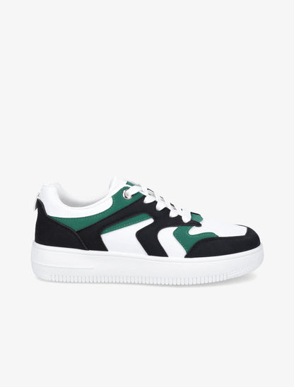 Sneakers bicolore en simili - Noir - 5