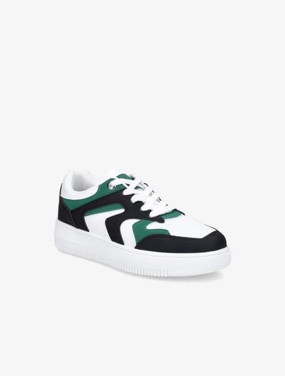 Sneakers bicolore en simili - Noir - 2