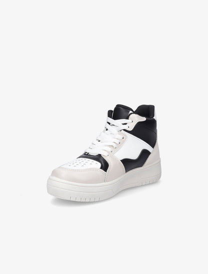 Sneakers montantes en simili - Noir/beige - 3