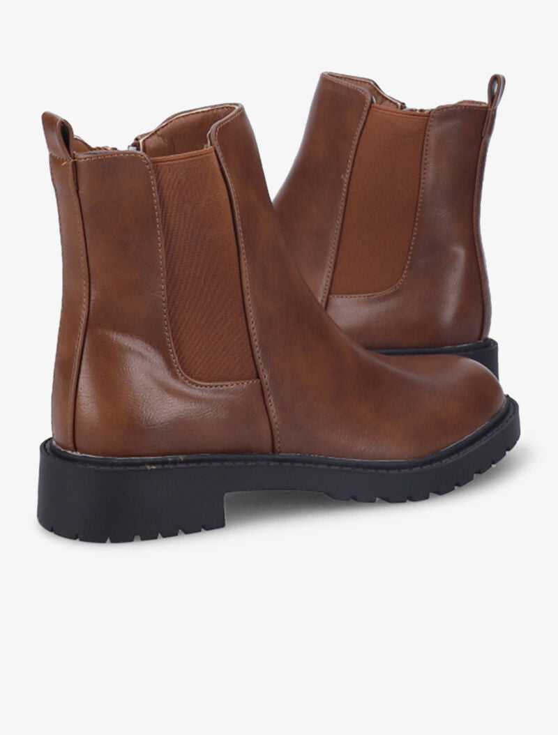 Boots unies à semelles crantées - Camel - 2