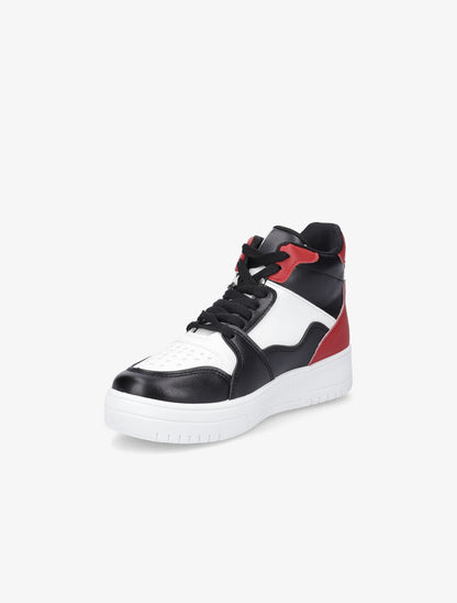 Sneakers montantes en simili - Noir/rouge - 3