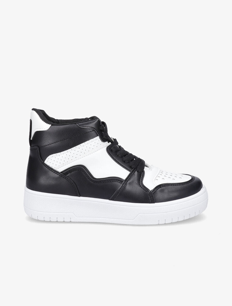 Sneakers montantes en simili - Noir/blanc - 1