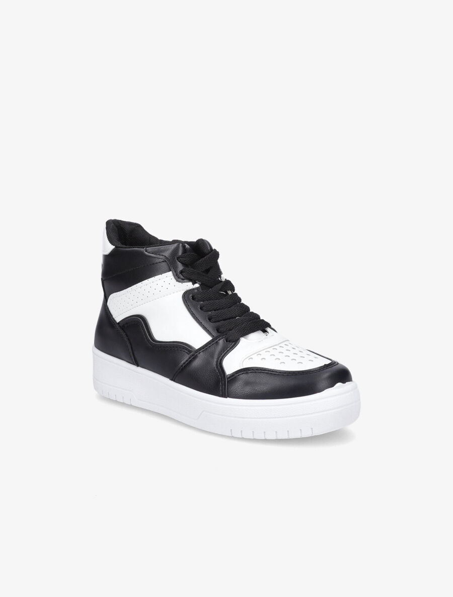 Sneakers montantes en simili - Noir/blanc - 2