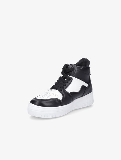 Sneakers montantes en simili - Noir/blanc - 3