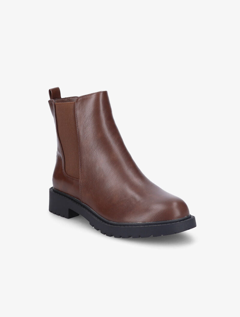 Boots unies à semelles crantées - Marron - 3