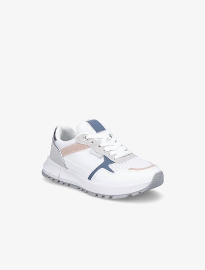 Sneakers en simili à couleurs contrastantes - Blanc - 2