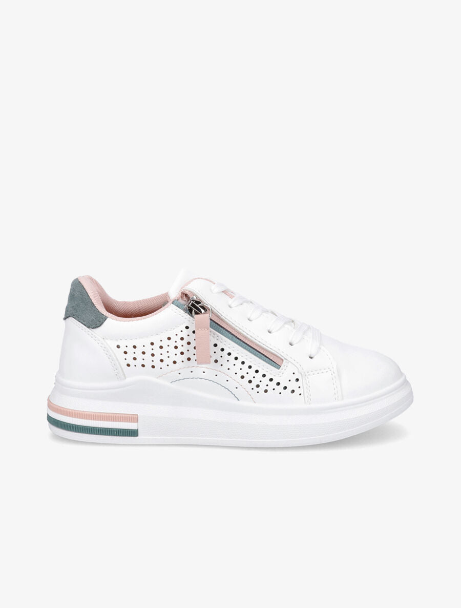 Baskets perforées à zip - Blanc/rose - 5