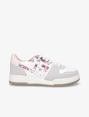 Sneakers en simili et suédine à motif fleuri - Rose - 5
