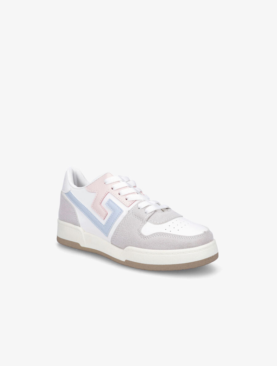 Sneakers en simili et suédine - Bleu ciel - 2