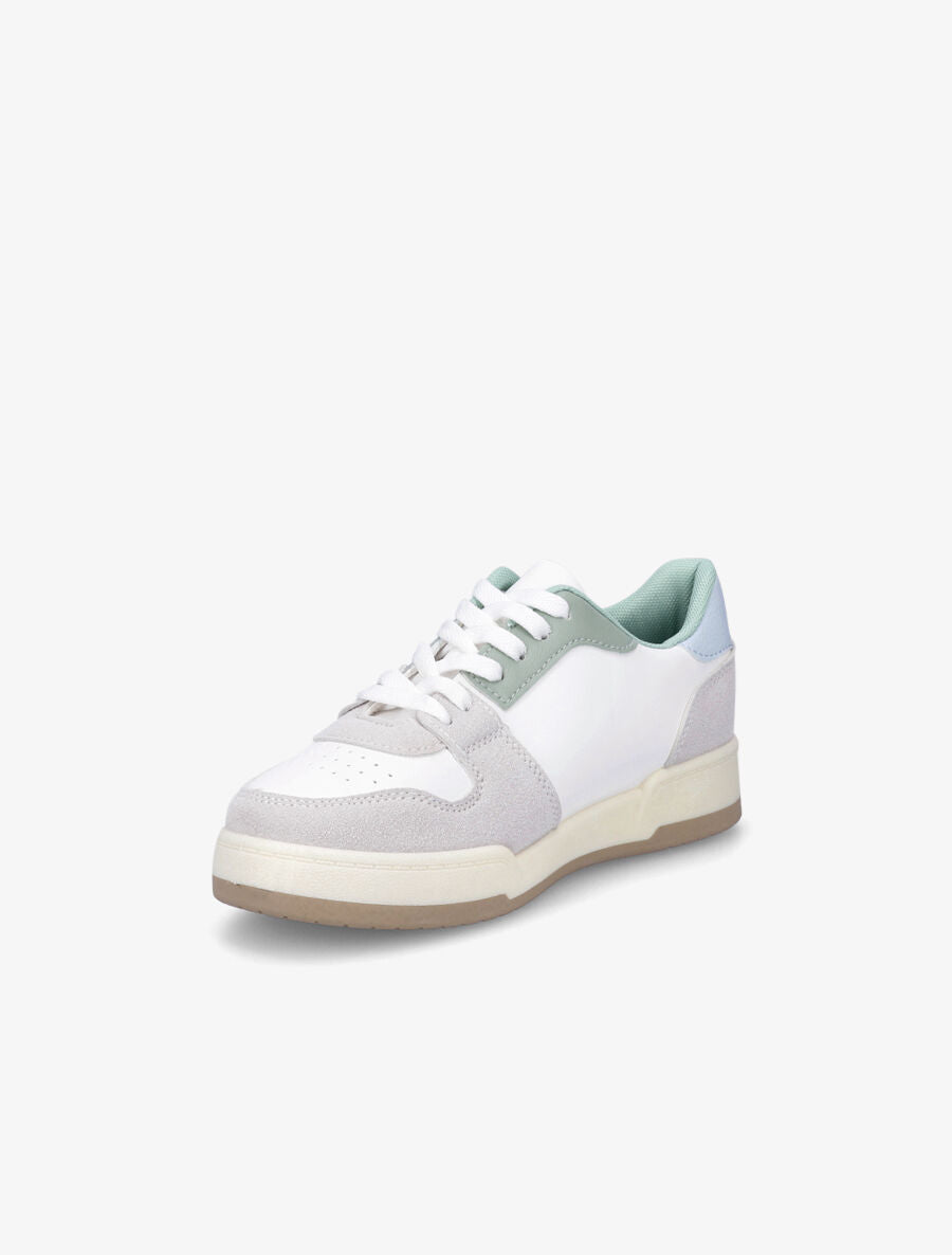 Sneakers en simili et suédine - Vert - 3